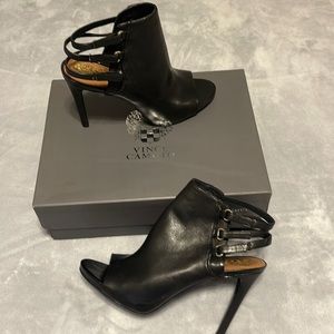 Vince Camuto, leather ankle boot with straps and back